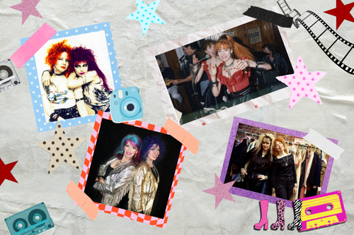 Collage of Manic Panic founders Tish and Snooky Bellomo with bold, vibrant hair color looks celebrating aging disgracefully
