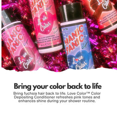 Bottles of Manic Panic Love Color hair color products with colorful background