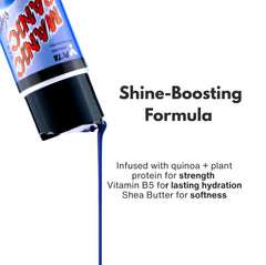 Shine-boosting formula text with a product tube on a white background