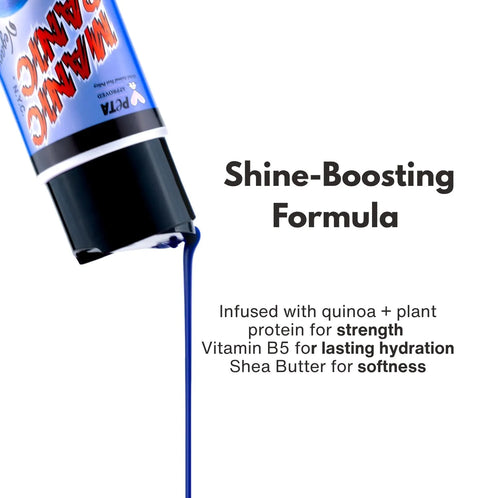 Shine-boosting formula text with a product tube on a white background