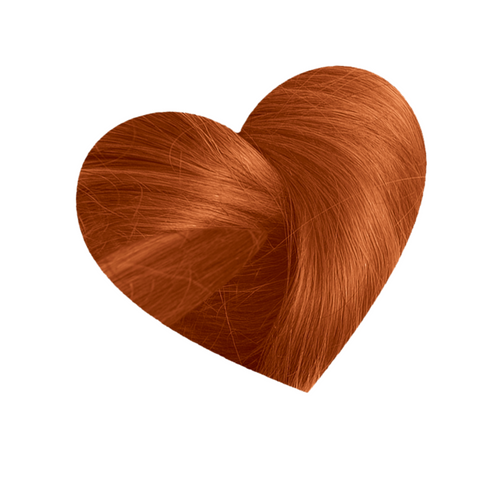 heart Shaped hair swatch showcasing Love Color Copper Kitty Color Depositing Conditioner amber toned medium copper results 