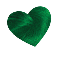 Heart-shaped hair swatch of  Love Color Forest Nymph Green  deep forest green results 