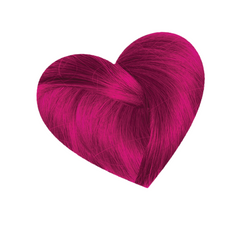 Heart-shaped hair swatch of Love Color Fuschia Fever Color Depositing   cool deep pink results 