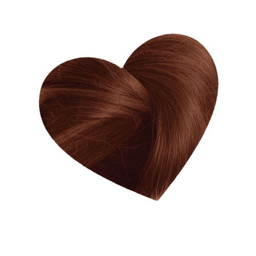 
heart Shaped hair swatch showcasing Love Color Havana Brown Color Depositing Conditioner  warm light brown shade results 