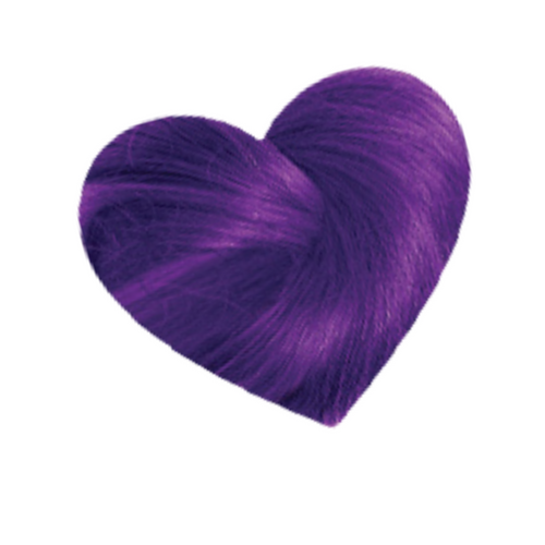 Heart shaped swatch of Love Color Purple Rose Color Depositing Conditioner medium-deep violet results