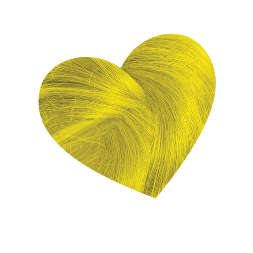 heart shaped hair swatch of Love Color Yellow Heart Color Depositing  bright neon yellow results