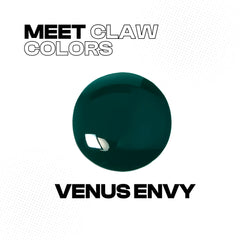 Manic Panic Claw Colors Venus Envy nail polish swatch in glossy hunter green finish.
