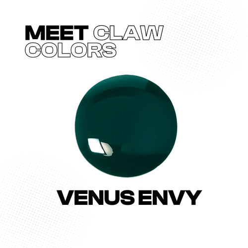 Manic Panic Claw Colors Venus Envy nail polish swatch in glossy hunter green finish.