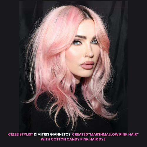 Model with soft, pastel Cotton Candy Pink hair, showcasing a playful and vibrant pink hairstyle. Perfect for those looking to achieve a sweet, eye-catching pink hair color on megan fox . Manic Panic Cotton Candy Pink provides a bold yet soft pastel hue for a unique and fun hair transformation