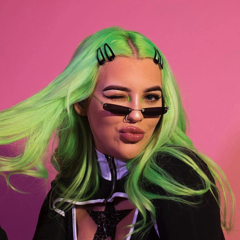 Vivid green hair color created with Manic Panic green hair dye