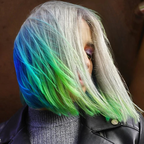 Vivid green hair color created with Manic Panic green hair dye