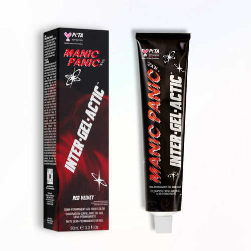 Manic PanicRed Velvet Inter-GEL-actic 3 oz gel hair dye tube and carton.