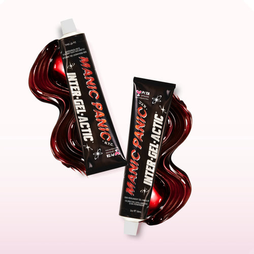 Manic Panic Inter-GEL-actic Divine Wine hair dye with deep burgundy gel texture showing multi-dimensional color effect