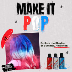Promotional graphic for hair color product with text 'Make It Pop' and images of hair color bottles.