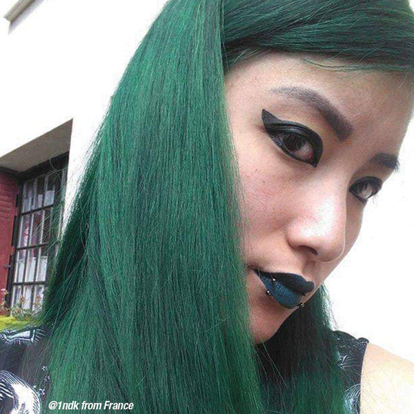 Green Envy™ - Amplified™ - Tish & Snooky's Manic Panic,  deep green, dark green, deep emerald, emerald green, blue based green, blue toned green, cool green, semi permanent hair color, hair dye, @1ndk