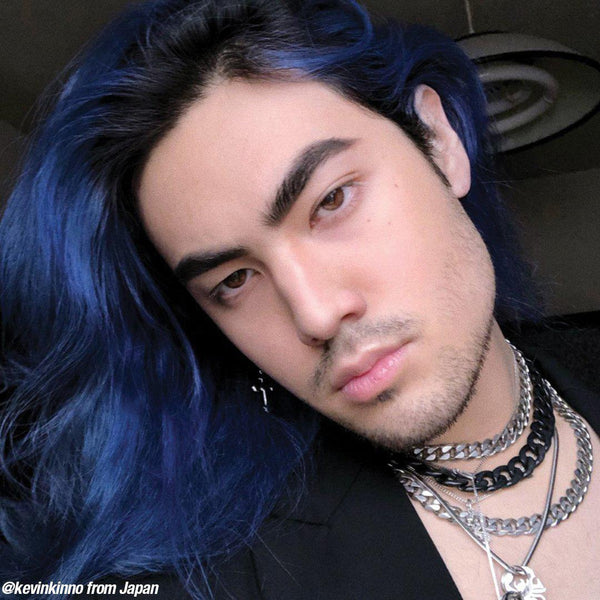 Shocking™ Blue - Amplified™ - Tish & Snooky's Manic Panic, dark blue, deep blue, dark indigo, deep indigo, indigo, blue, intense blue, violet based blue, purple based blue, warm blue, midnight blue, semi permanent hair color, hair dye, @kevinkinno
