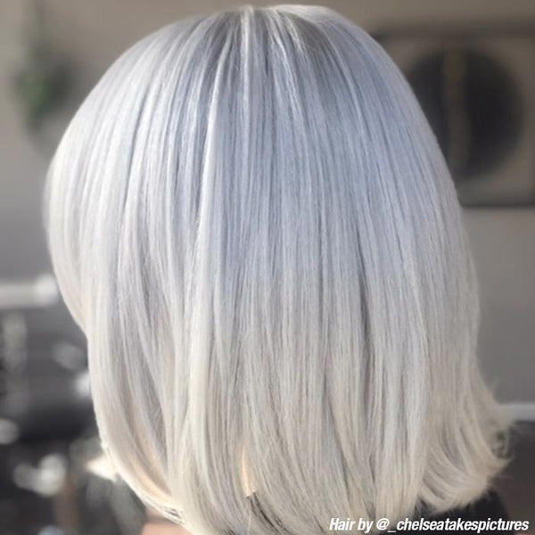 Silver Stiletto™ (Toner) - Amplified™, silver, white, icey, icy, steel grey, steel grey, grey, gray, white, cool grey, cool gray, purple based silver, purple toned silver, semi permanent hair color, hair dye, @_chelseatakespictures