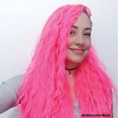 Cotton Candy™ Pink - Amplified™, bright pink, cotton candy, cotton candy pink, cool-toned pink, candy pink, bubble gum pink, princess pink, barbie pink, UV pink, neon pink, semi permanent hair color, hair dye, @kittiesan