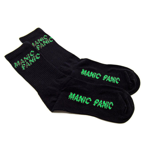 Manic Panic Socks - Black with Green Logo