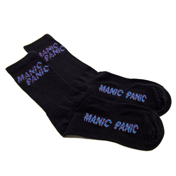 Manic Panic Socks - Black with Blue Logo