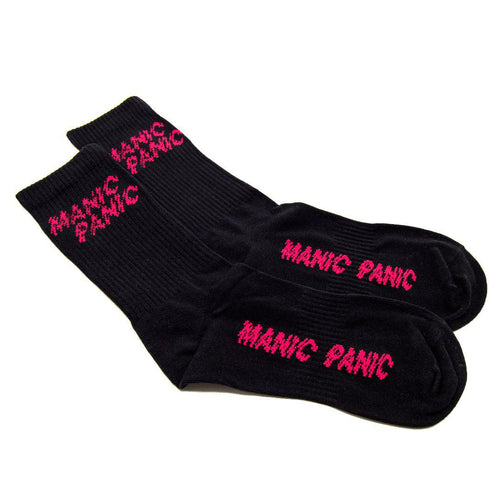 Manic Panic Socks - Black with Pink Logo