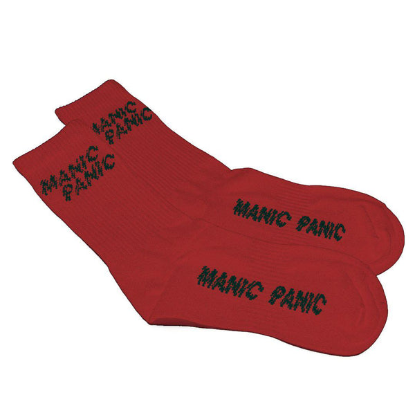 Manic Panic Socks - Red with Black Logo