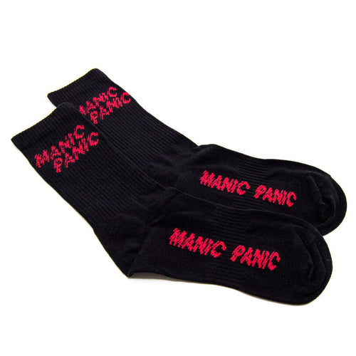 Manic Panic Socks - Black with Red Logo