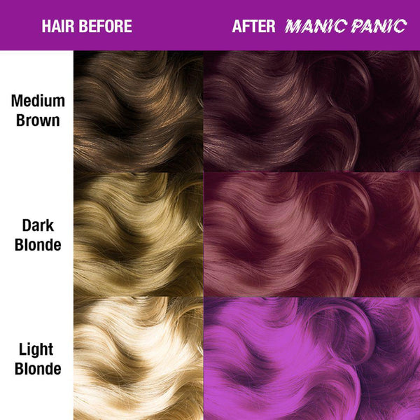 Mystic Heather™ - Amplified™ - Tish &amp; Snooky&#39;s Manic Panic, orchid dye with warm pink undertones, orchid, orchid violet, pink purple, pink violet, pinkish purple, warm purple, warm violet,  pink toned purple, warm purple, warm violet, semi permanent hair color, hair dye, hair level chart, shade sheet