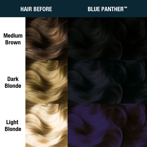 Blue Panther™ - Supernatural Shades - Classic High Voltage® - natural hair color, cruelty-free, vegan, Denim blue, dark blue, navy blue, bleu, blu, blue black, black, blurple, blue purple, blue burgundy, semi permanent hair color, hair dye