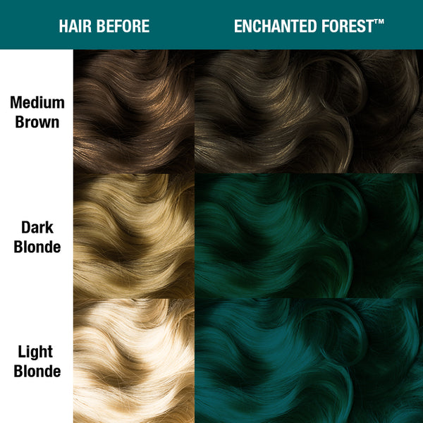 Enchanted Forest™ - Classic High Voltage® - Tish & Snooky's Manic Panic, deep teal green, deep green, dark green, blue green, dark blue green, forest green, semi permanent hair color, hair dye, hair level chart, shade sheet