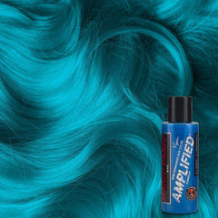 Atomic Turquoise® - Amplified™ - Tish & Snooky's Manic Panic, bright blue, neon blue, radiant aqua blue, aqua blue, radiant blue, turquoise, teal, mermaid blue, semi permanent hair color, hair dye