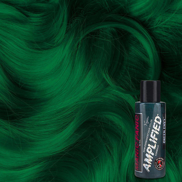 Green Envy™ - Amplified™ - Tish & Snooky's Manic Panic,  deep green, dark green, deep emerald, emerald green, blue based green, blue toned green, cool green, semi permanent hair color, hair dye