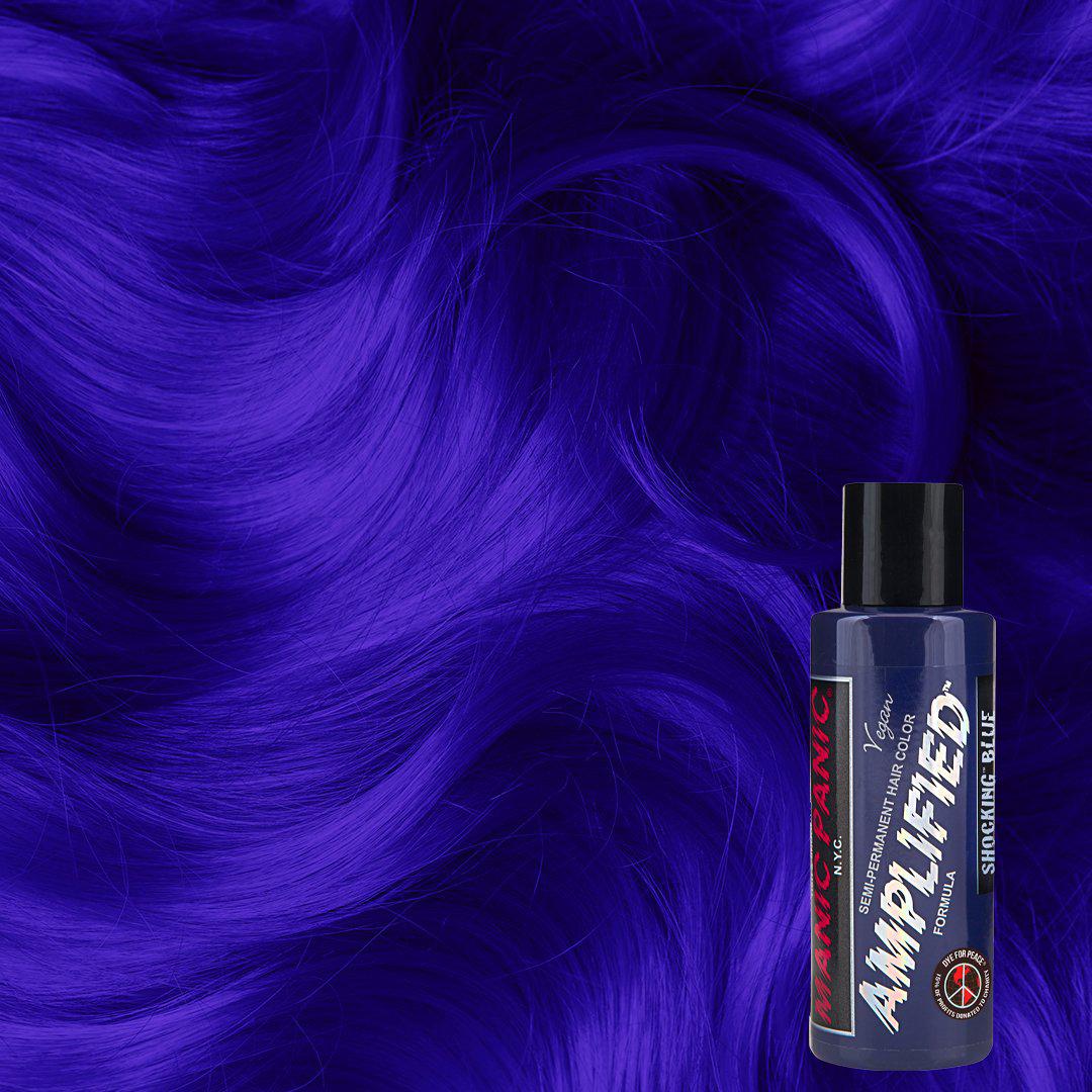 Shocking™ Blue - Amplified™ - Tish & Snooky's Manic Panic, dark blue, deep blue, dark indigo, deep indigo, indigo, blue, intense blue, violet based blue, purple based blue, warm blue, midnight blue, semi permanent hair color, hair dye