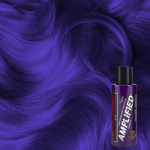 Ultra™ Violet - Amplified™ - Tish & Snooky's Manic Panic, glowing purple, glowing violet, medium purple, medium violet, glowing purple, bright purple, bright violet, blue based violet, blue toned violet, blue based purple, blue toned violet, semi permanent hair color, hair dye