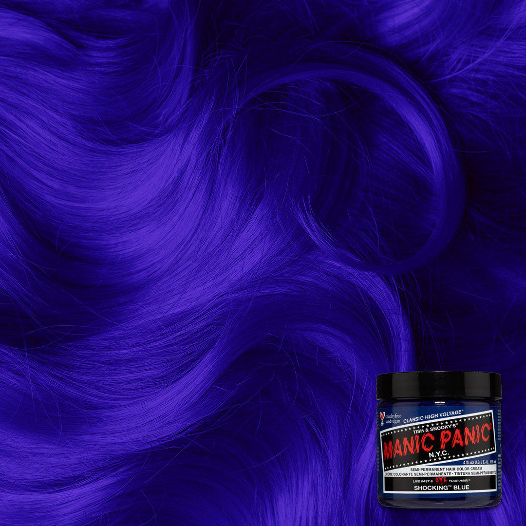 Shocking™ Blue - Classic High Voltage® - Tish & Snooky's Manic Panic, dark blue, deep blue, dark indigo, deep indigo, indigo, blue, intense blue, violet based blue, purple based blue, warm blue, midnight blue, semi permanent hair color, hair dye