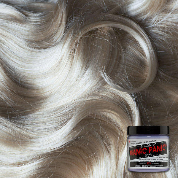Virgin Snow™ (Toner)  - Classic High Voltage® - Tish &amp; Snooky&#39;s Manic Panic, white, platinum, icy, icey, blonde, platinum blonde, white blonde, cool blonde, cool white, semi permanent hair color, hair dye