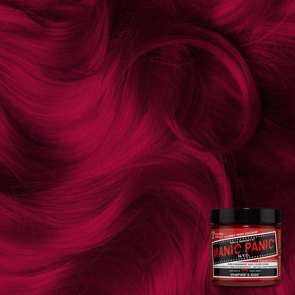 Vampire's Kiss™ - Classic High Voltage® - Tish & Snooky's Manic Panic, medium red, cherry red, pink based red, pink toned red, burgundy, ruby, ruby red, semi permanent hair color, hair dye