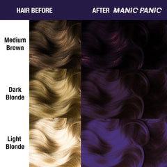 Purple Haze® - Amplified™ - Tish & Snooky's Manic Panic, warm purple, warm violet, violet, warm toned violet, dark purple, deep purple, deep violet, pink violet, red violet, semi permanent hair color, hair dye, hair level chart, shade sheet