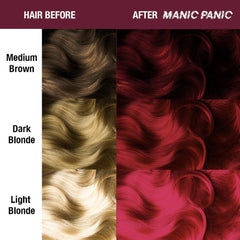 Vampire® Red - Amplified™ - Tish & Snooky's Manic Panic, red, deep red, blood red, dark red, cherry red, burgundy, wine red, semi permanent hair color, hair dye, hair level chart, shade sheet