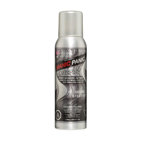 Silver Stiletto™ - Amplified™ Temporary Spray-On Color and Root Touch-Up - Tish &amp; Snooky&#39;s Manic Panic, grey, gray, silver, slate grey, slate gray, gunmetal gray, gunmetal grey, temporary spray, temporary color, one day color, wash in wash out color
